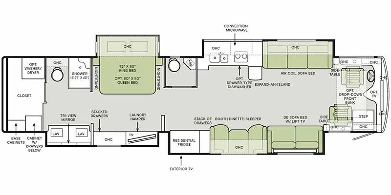 Tiffin Phaeton 44 OH floor plan