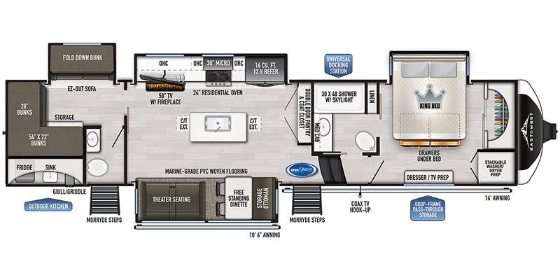 East to West Ahara 378BH-OK floor plan