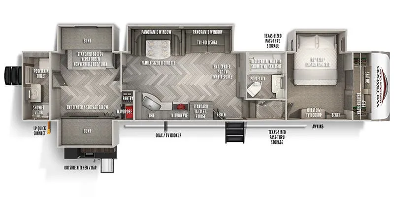 2022 Forest River Wildwood Heritage Glen 356QB floor plan