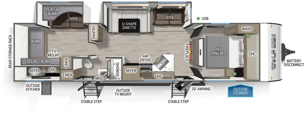 2026 Forest River Cherokee Wolf Den 301BH floor plan