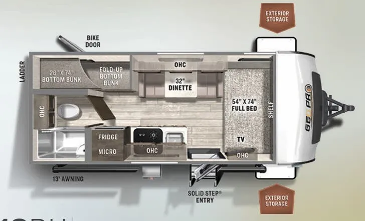 Forest River Rockwood Geo Pro 19BH floor plan