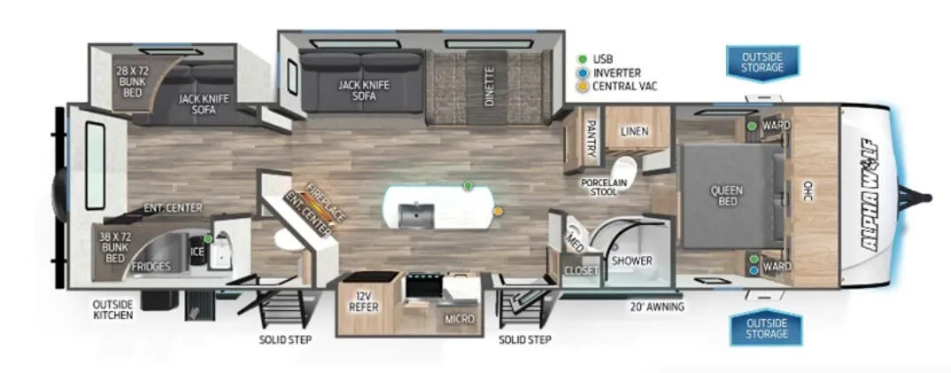 Forest River Cherokee Alpha Wolf 33BH floor plan