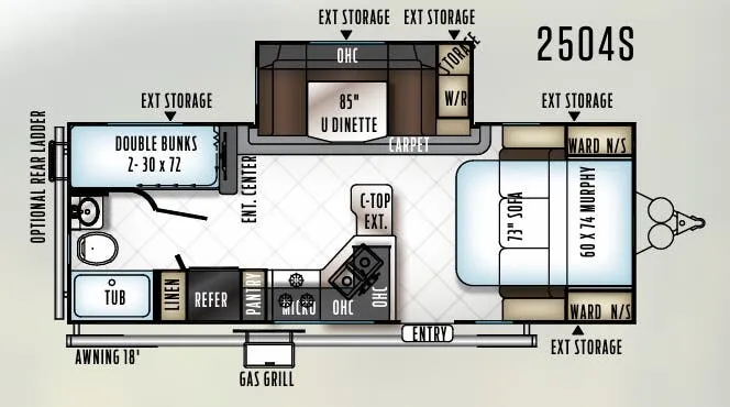 Forest River Rockwood Mini Lite 2504S floor plan