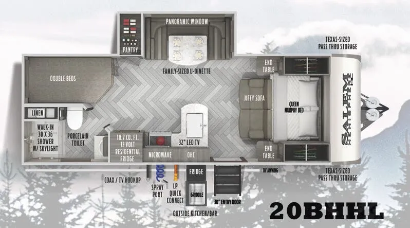 Forest River Salem Hemisphere Hyper-Lyte 20BHHL floor plan