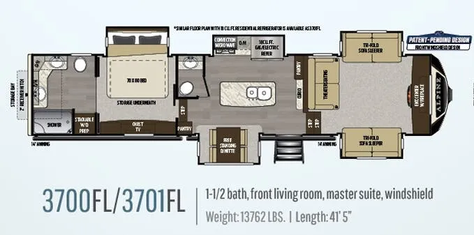 Keystone Alpine 3700FL floor plan