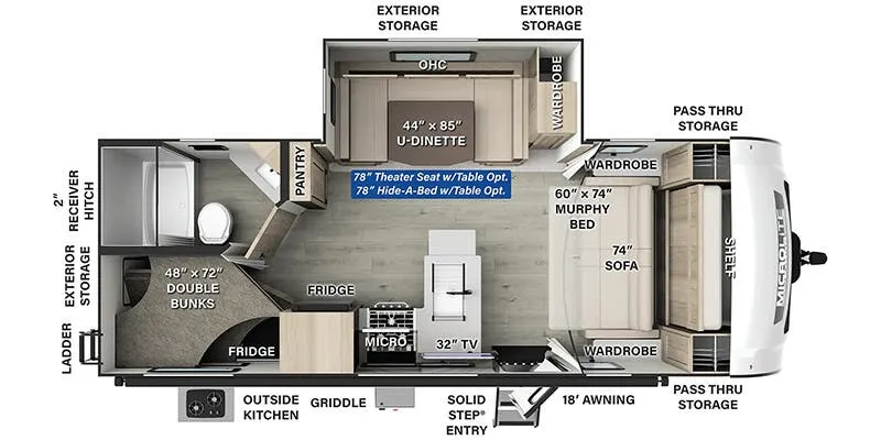 2025 Forest River Flagstaff Micro Lite 25BRDS floor plan