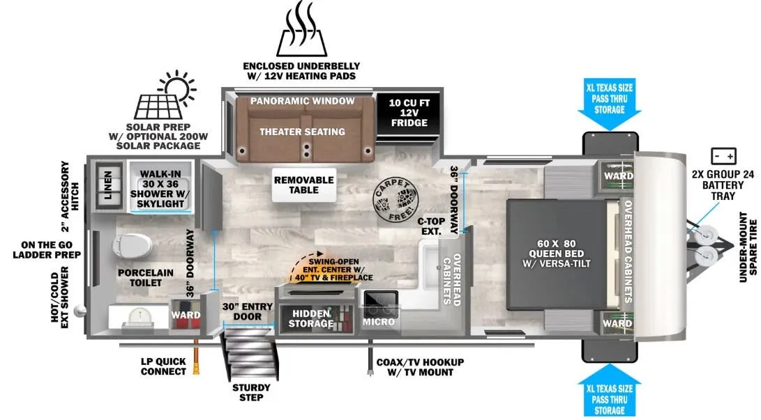 Forest River Salem Hemisphere Hyper-Lyte 22RBHL floor plan