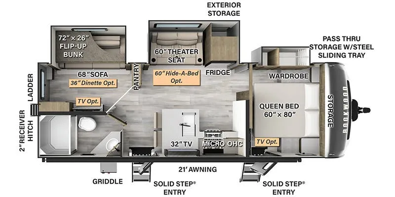 Forest River Rockwood Ultra Lite 2616BH floor plan