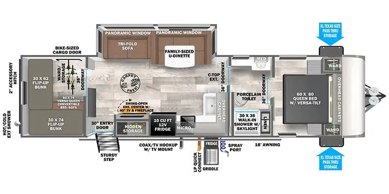 Forest River Wildwood Heritage Glen Hyper-Lyte 29XBHL floor plan