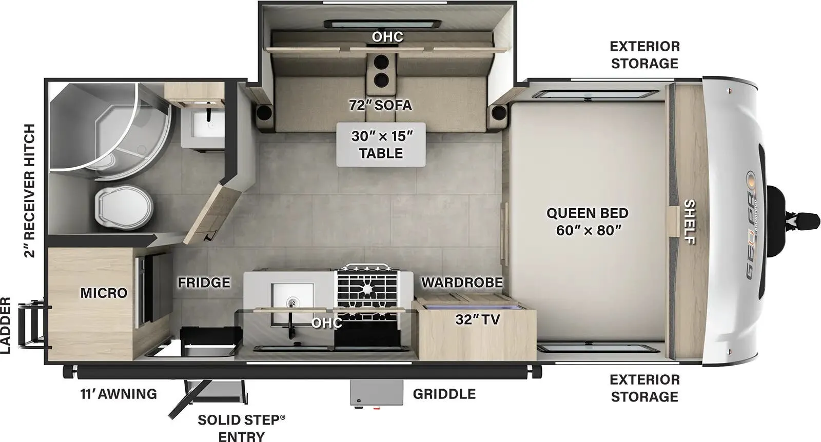 2025 Forest River Rockwood Geo Pro G19FBS - Floor plan