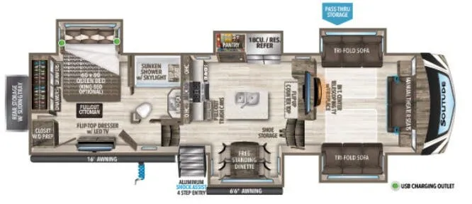 Grand Design Solitude 346FLS floor plan