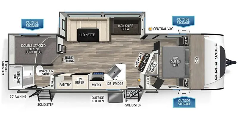 2021 Forest River Cherokee Alpha Wolf 26DBH floor plan