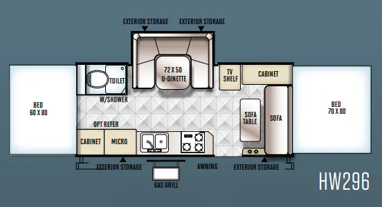 Forest River Rockwood High Wall HW296 floor plan