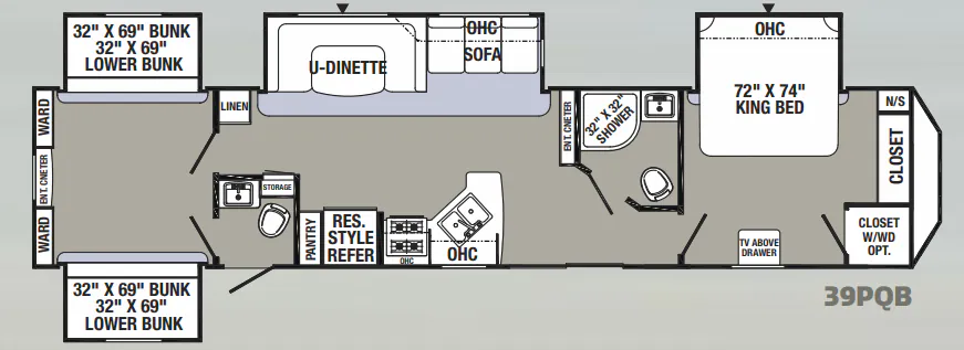 Palomino Puma 39PQB floor plan