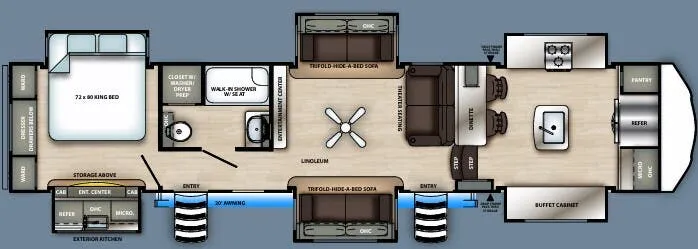 Forest River Sandpiper 38FKOK floor plan