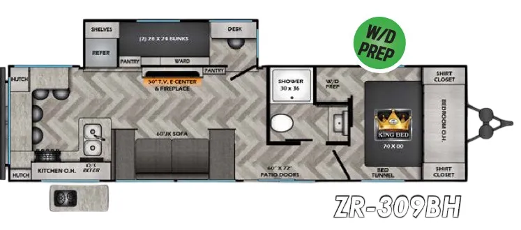 CrossRoads Zinger 309BH floor plan