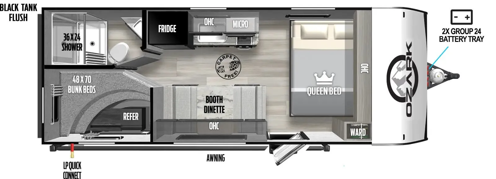 Forest River Ozark 1650BHK ASCENT floor plan
