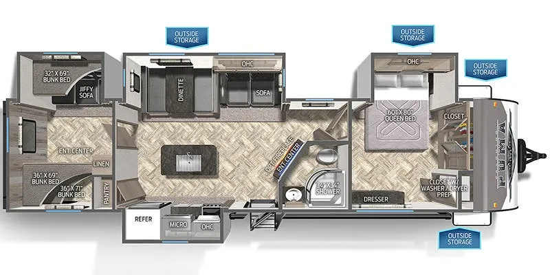 2023 Palomino Puma 32BHFS floor plan