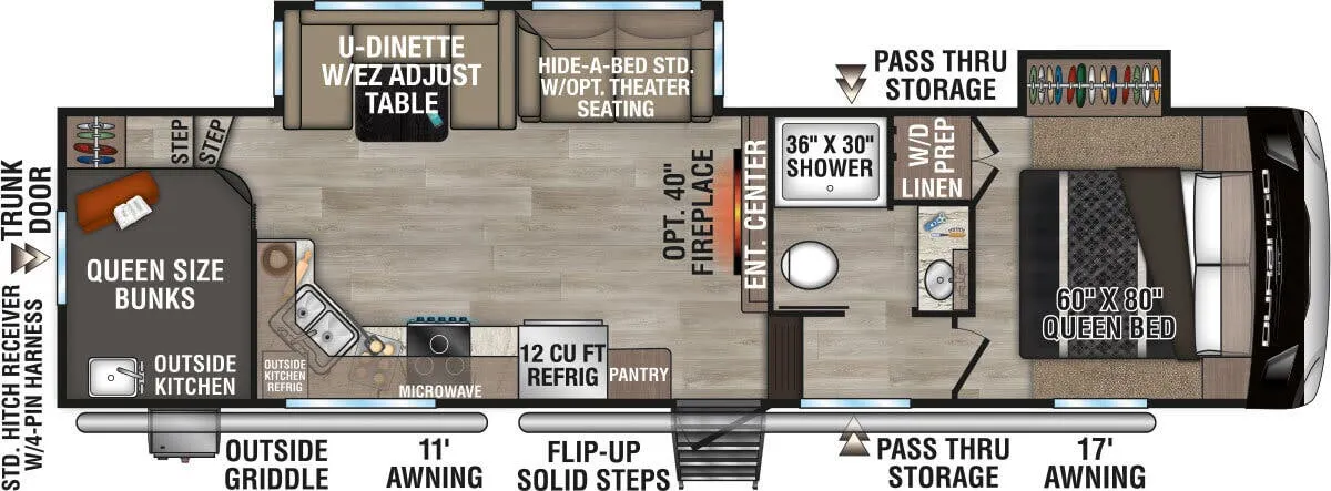K-Z Durango Half-Ton D286BHD floor plan