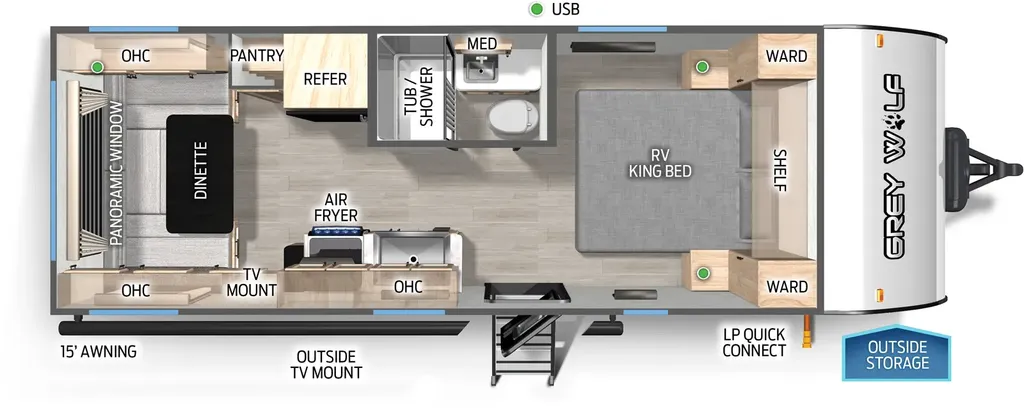 2027 Forest River Cherokee Grey Wolf 20RDSE floor plan