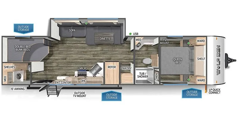 2024 Forest River Cherokee Wolf Den 282DS floor plan