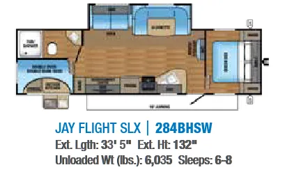 Jayco Jay Flight SLX 284BHSW floor plan