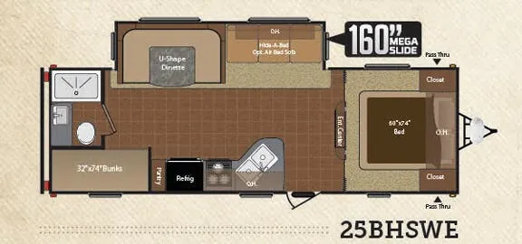 Keystone Hideout 25BHSWE floor plan