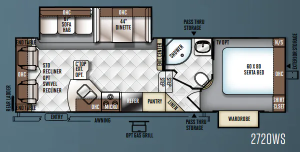 Forest River Rockwood Ultra Lite 2720WS floor plan