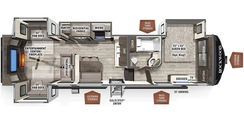 Forest River Rockwood Ultra Lite 2898BS floor plan