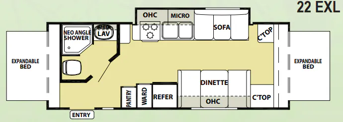 Forest River Wildwood X-Lite 22EXL floor plan