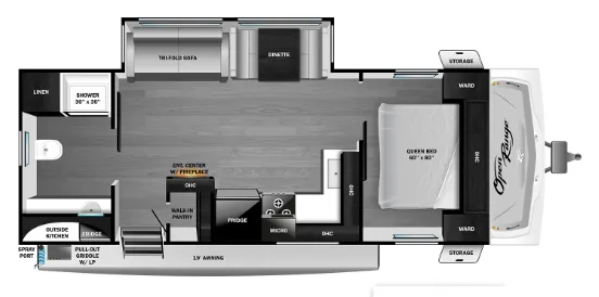 Highland Ridge Open Range Range Lite 250RBL floor plan