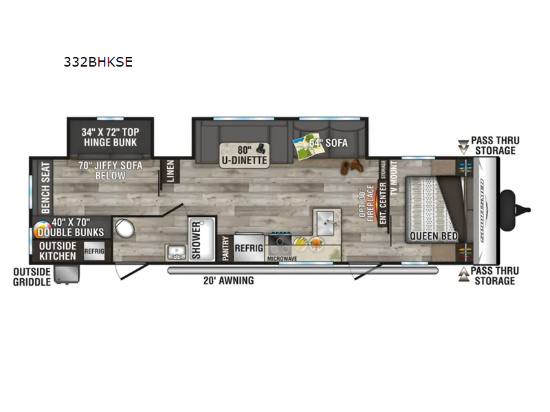 2022 K-Z Sportsmen SE 332BHKSE — Floor plan