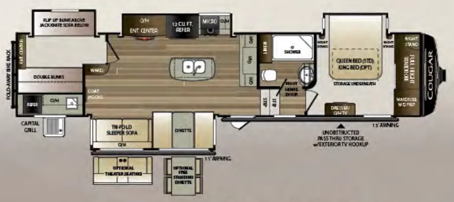 Keystone Cougar 369BHS floor plan