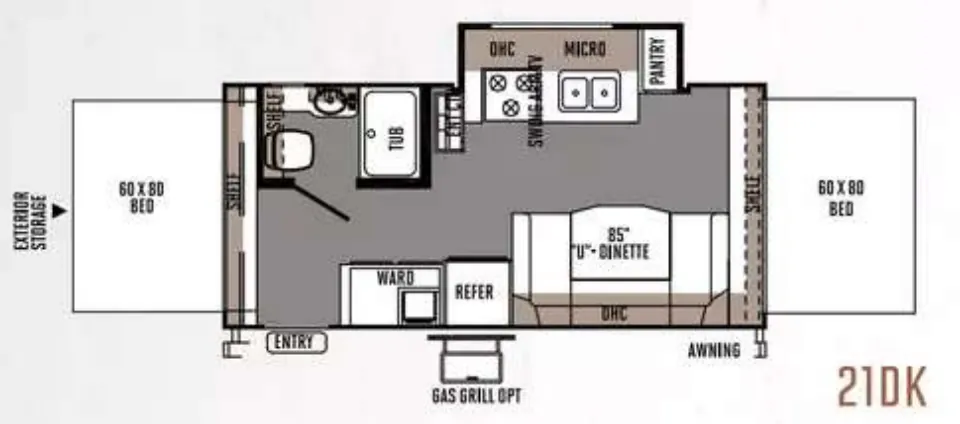 Forest River Rockwood Roo 21DK floor plan