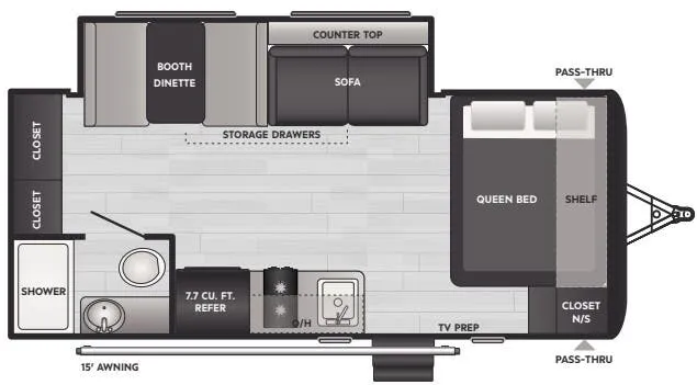 Keystone Hideout Mini 186SS floor plan