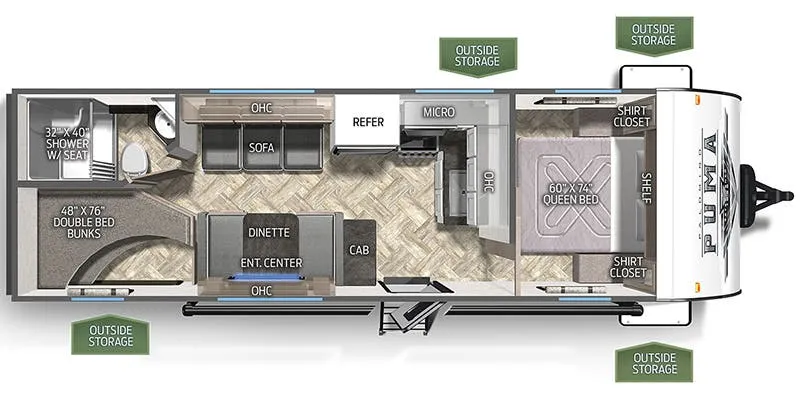2023 Palomino Puma 23BHC - Floor plan