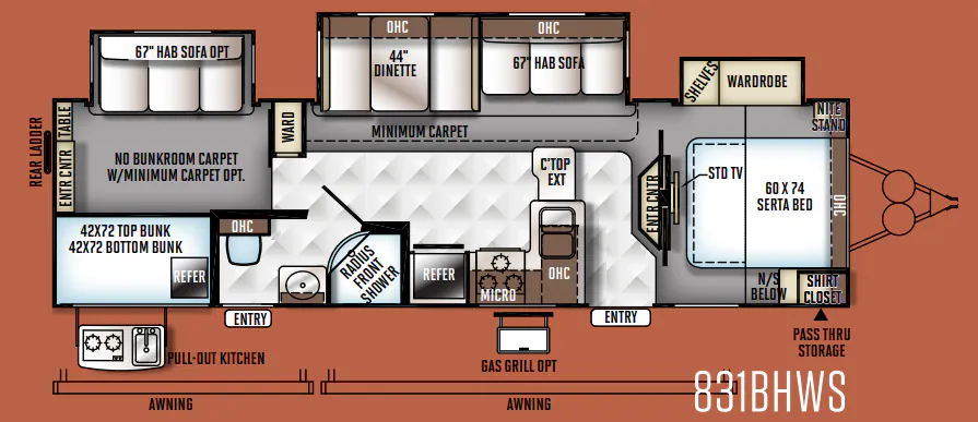 Forest River Flagstaff Classic Super Lite 831BHWS floor plan