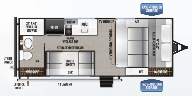 East to West Silver Lake LE 16RBLE floor plan