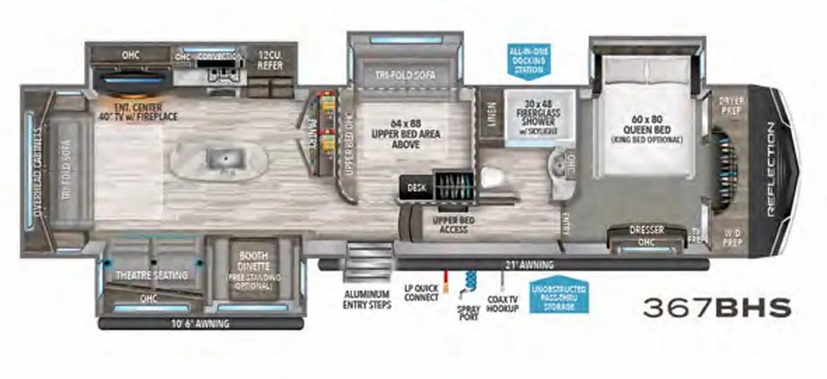 Grand Design Reflection 367BHS floor plan