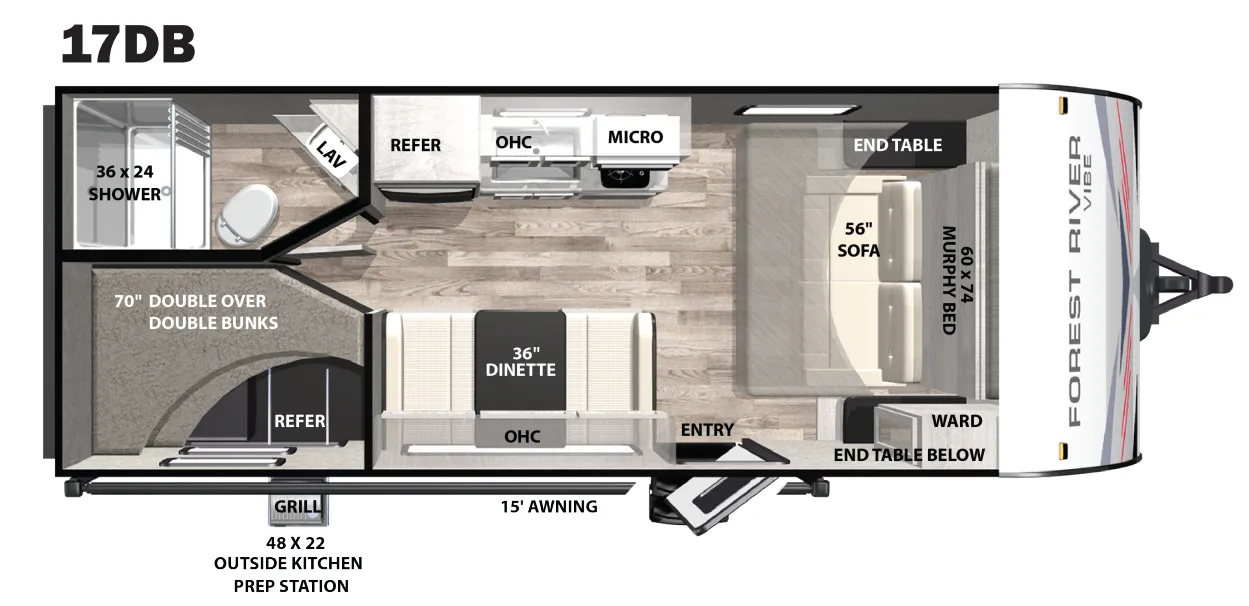 Forest River Vibe 17DB floor plan