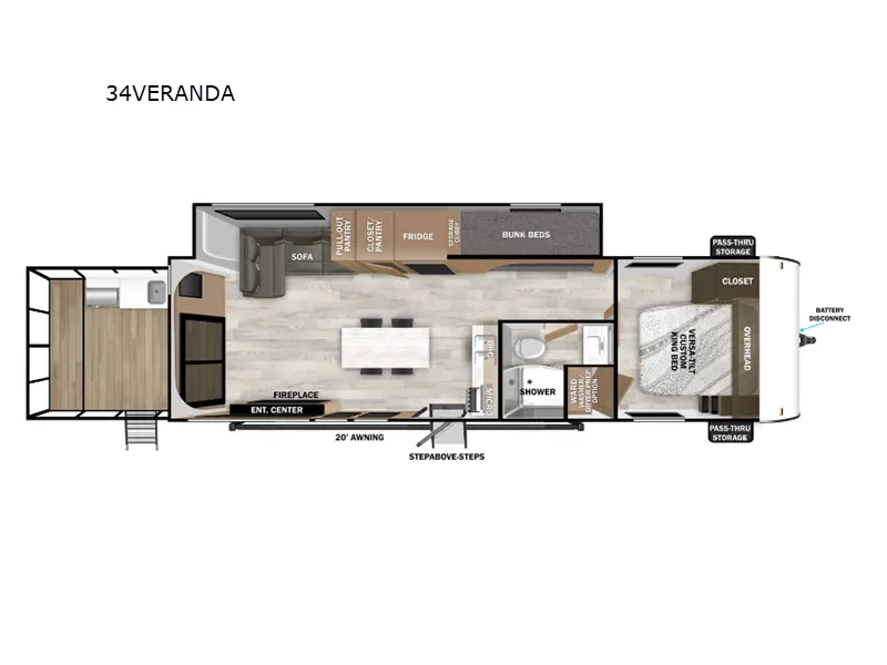 2025 Forest River Wildwood 34VERANDA - Floor plan