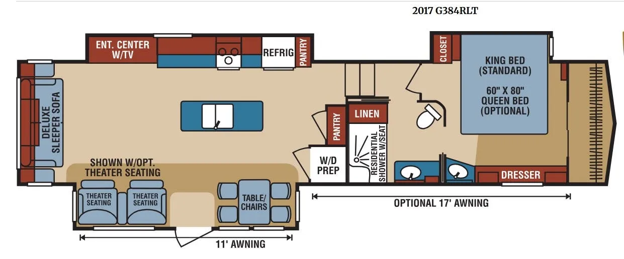 K-Z Durango Gold G384RLT floor plan