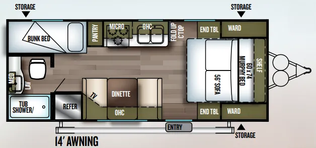 2018 Forest River Wildwood X-Lite 201BHXL - Floor plan