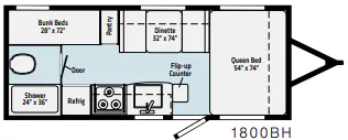 2022 Winnebago Micro Minnie 1800BH - Floor plan