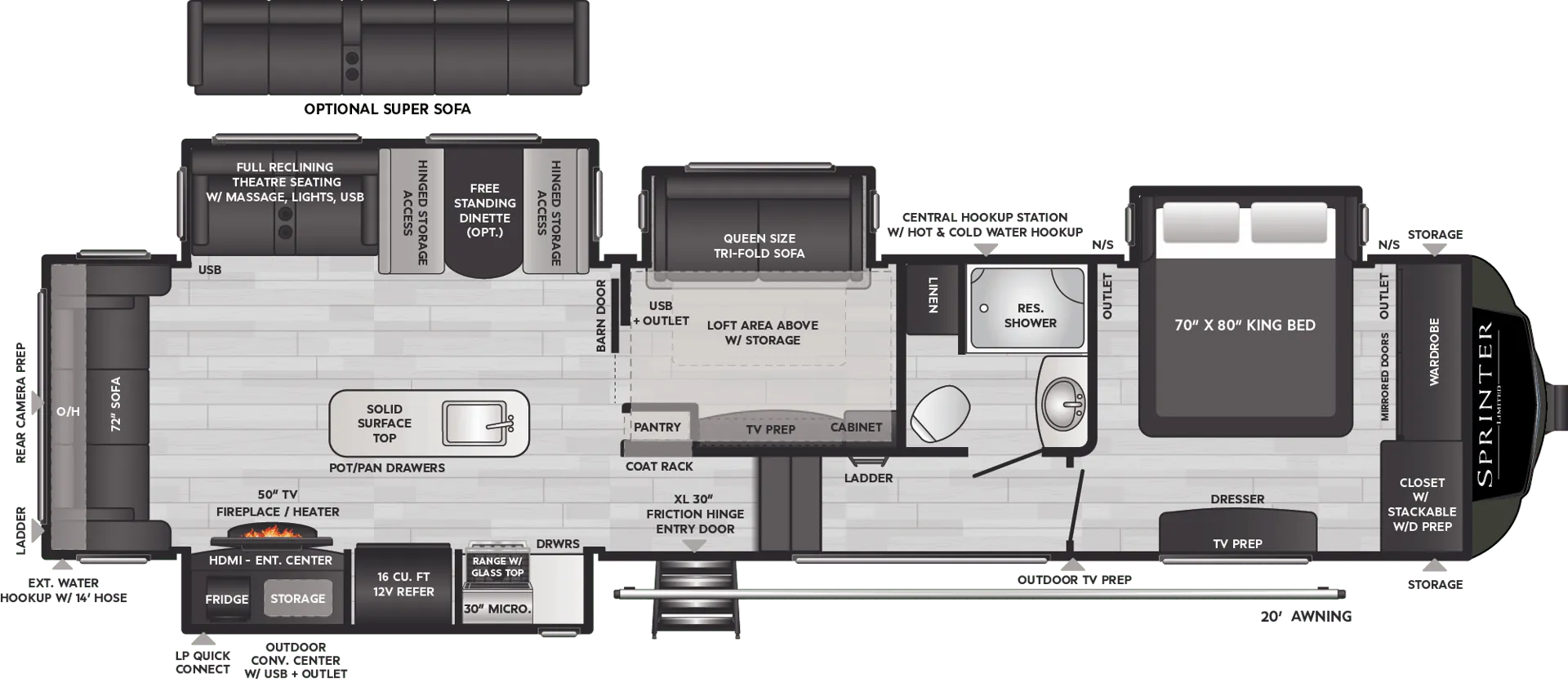 Keystone Sprinter Limited 3570LFT floor plan