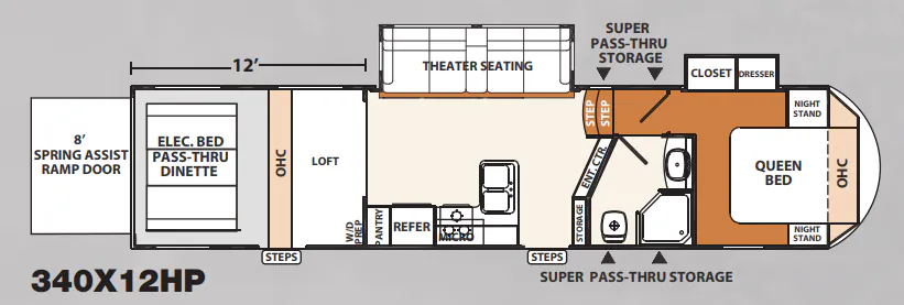 Forest River XLR Thunderbolt 340X12HP floor plan
