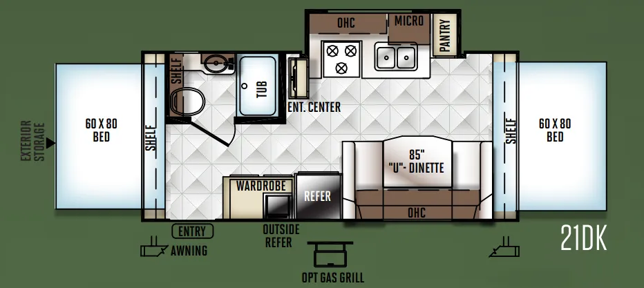 Forest River Rockwood Roo 21DK floor plan
