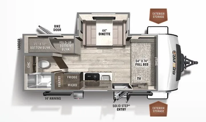 Forest River Rockwood Geo Pro 20BHS floor plan