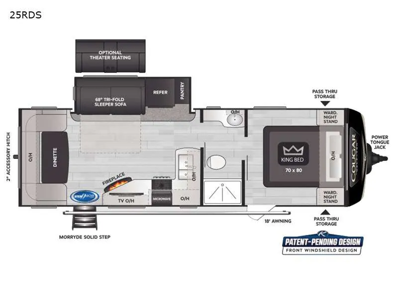 2021 Keystone RV Cougar Half-Ton 25RDS - Floor plan