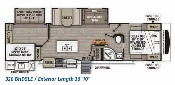Coachmen Freedom Express Maple Leaf Edition 320 BHDSLE floor plan